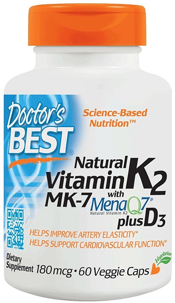 Doctor's Best Natural Vitamin K2 MK7 with MenaQ7 plus D3 ...